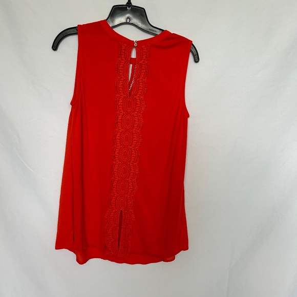 Pale Sky Sleeveless Orange Top with Lace-Like Detailing - Picture 10 of 10